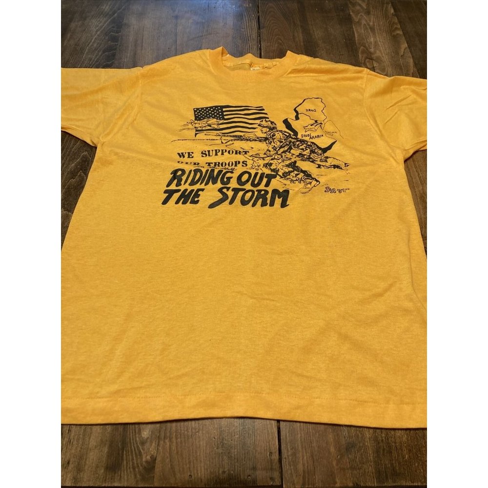 Vtg 90s Gulf War Military T Shirt Desert Storm USA Sz L Marine Owned Rare 1991